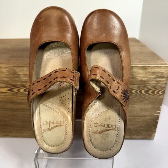 Dansko Mary Jane Brown Leather Mules Womens 36 Professional Comfort Shoes Clogs - Picture 6 of 8